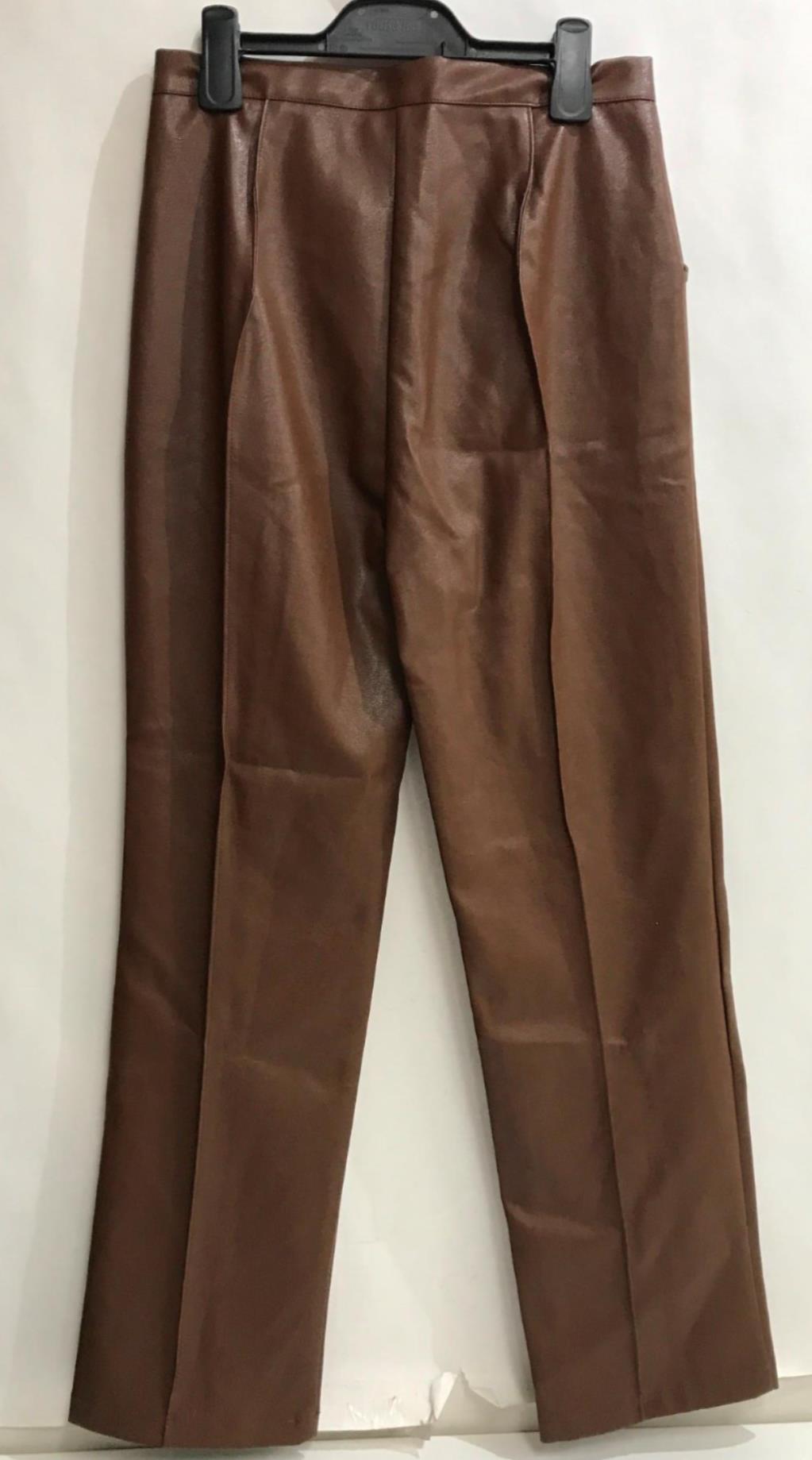 Sndys Lennox Leather Look High-Waisted Pants Chocolate Ladies Size M NEW