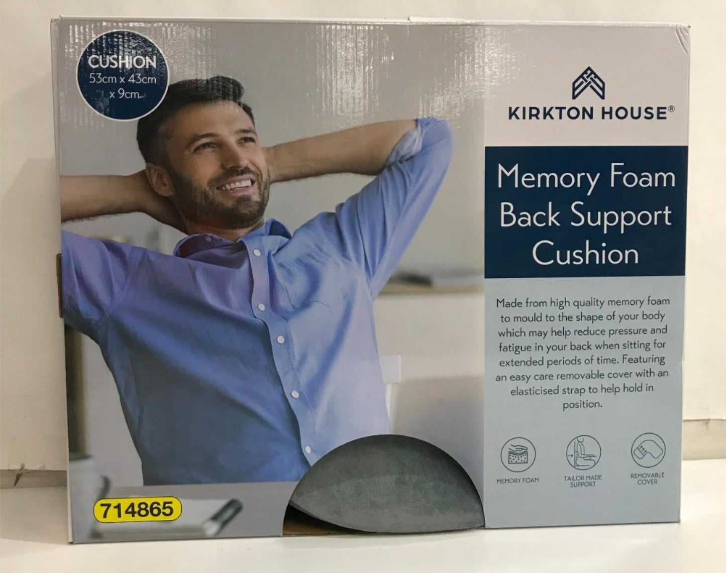 Kirkton House Memory Foam Back Support Grey Valour Cover Cushion NEW