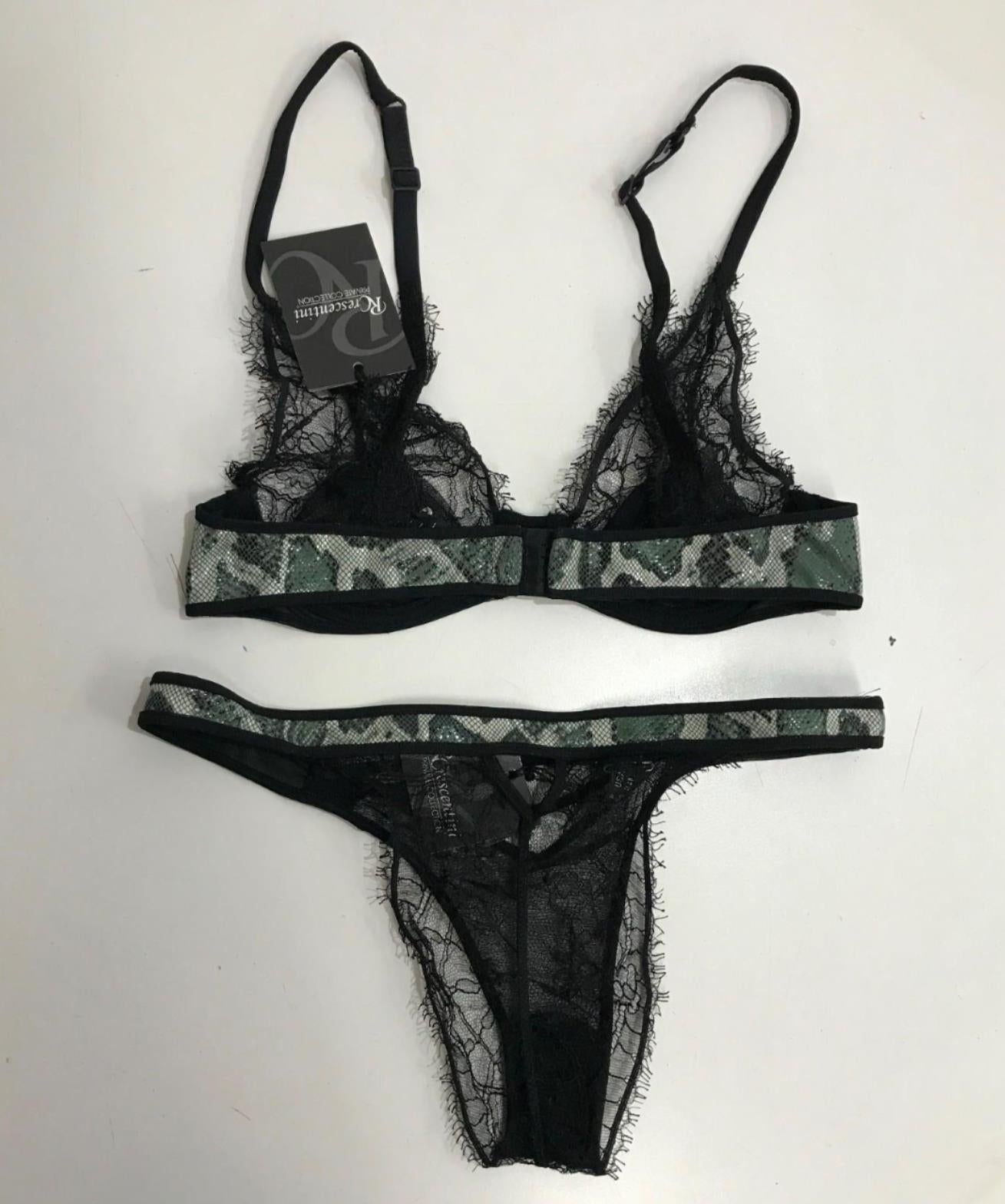 Rcrescentini Faux Snakeskin Bra A Cup & Underwear Set Size I2/ Us34 NEW