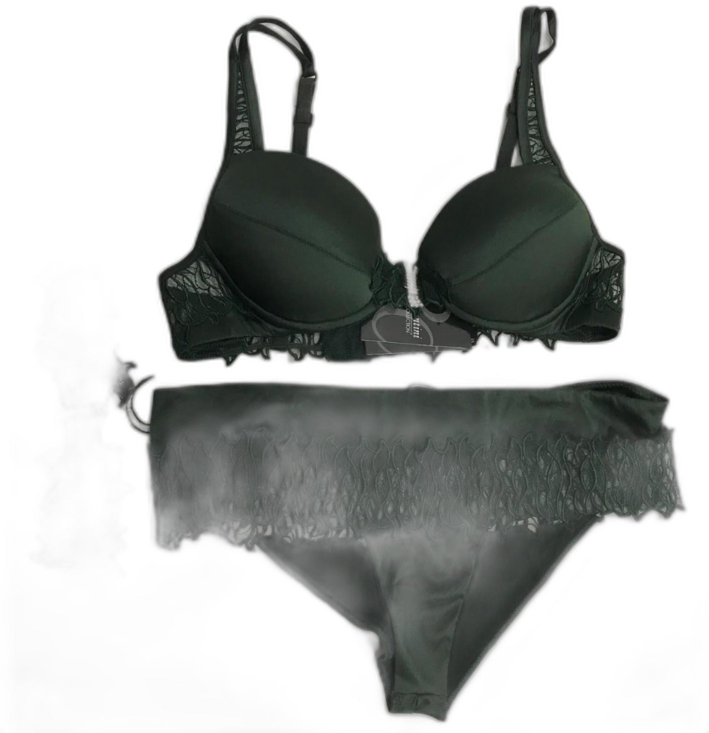 Rcrescentini Dark Green Bra A/B Cup & Underwear Set Size I2/ Us34 NEW