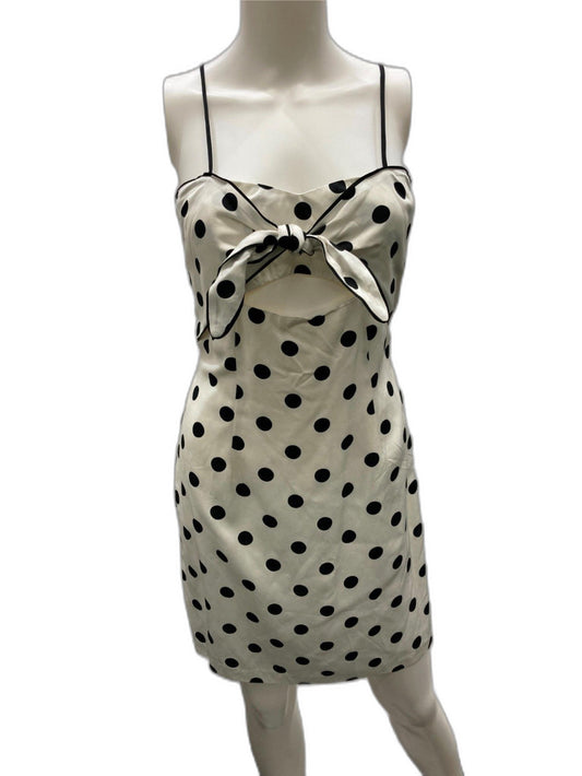 Bardot Aubrey Tie String Dress White Polka Dot Ladies Sz 10 NEW