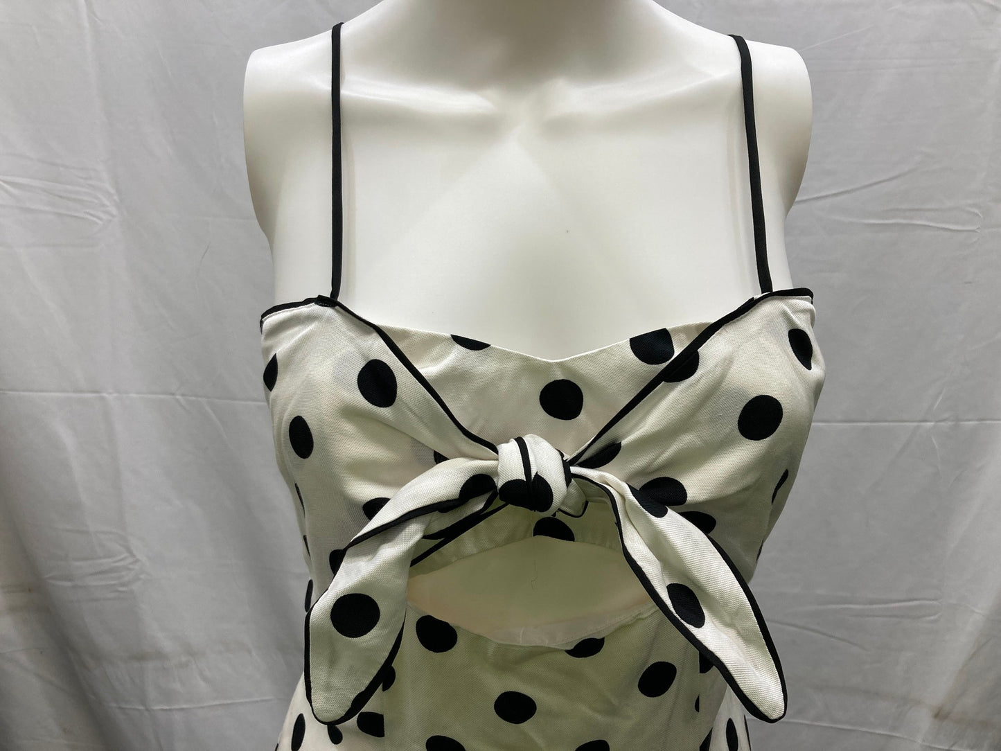 Bardot Aubrey Tie String Dress White Polka Dot Ladies Sz 10 NEW