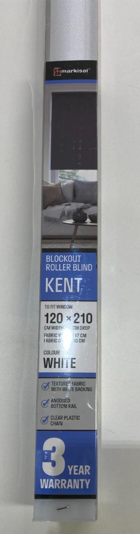 Markisol Textured Blockout Roller Blind Kent White 120 X 210Cm NEW