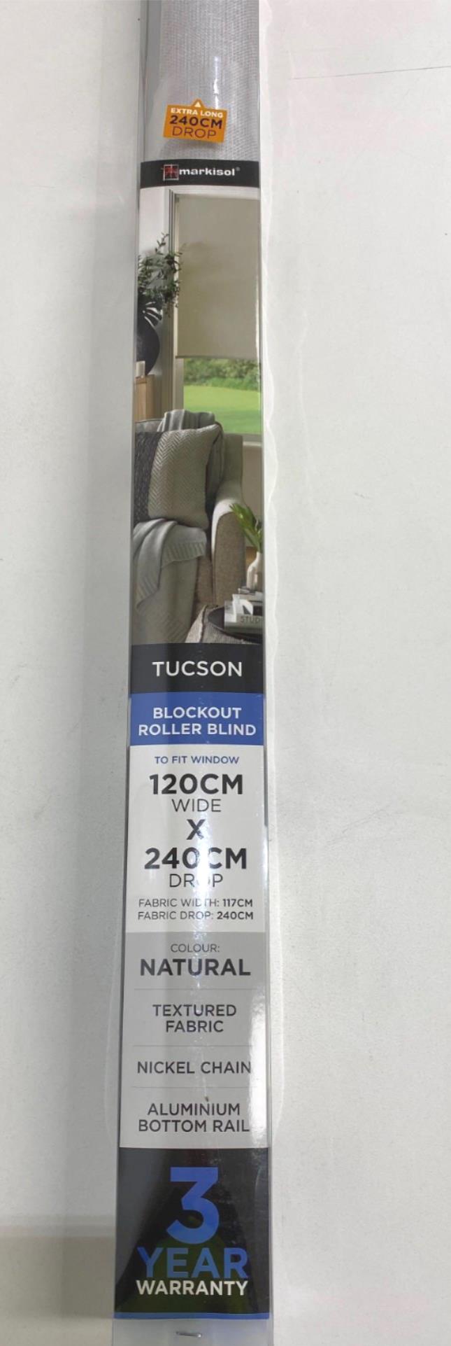 Markisol 2X Tucson Blockout Roller Blind Grey 120 X 240Cm NEW