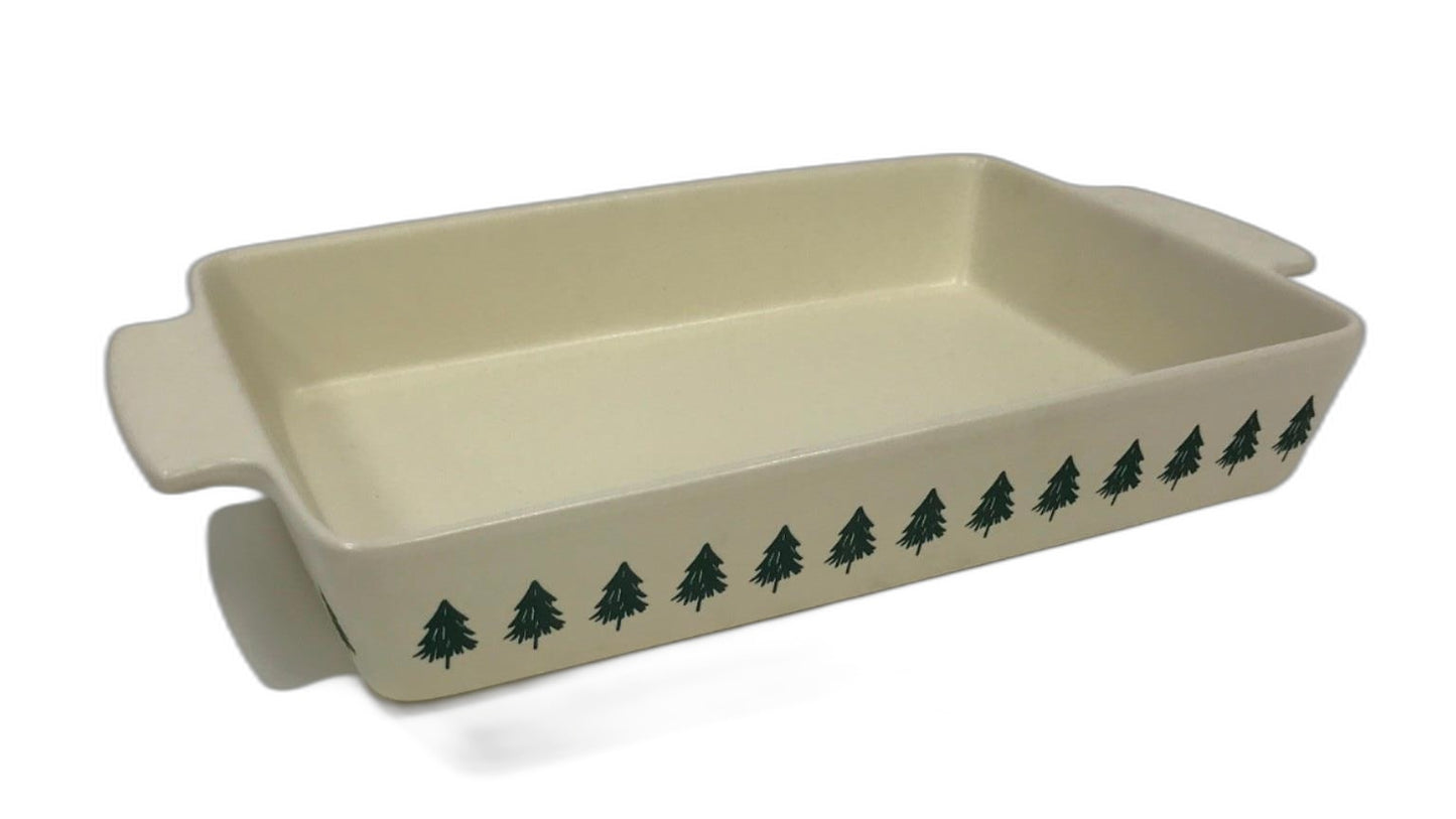 Christmas Themed Cream Ceramic Rectangle Baking Dish 42X24.5X6Cm NEW