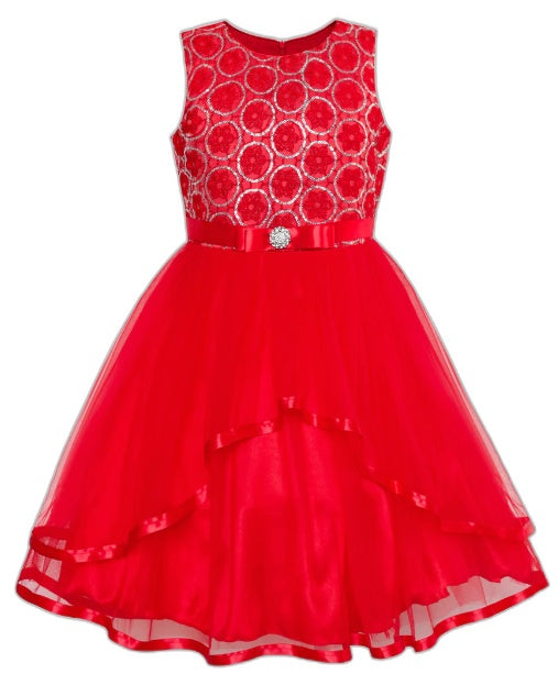 Sunny Fashion Girls Red Dress Sequin Mesh Dress Up Kids Size 7 NEW