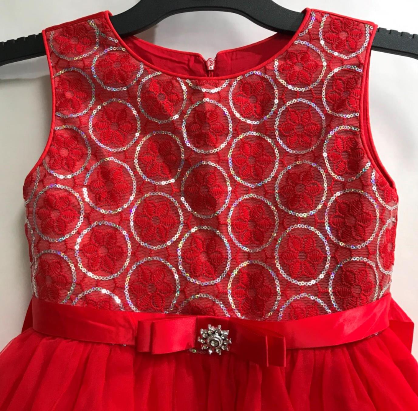 Sunny Fashion Girls Red Dress Sequin Mesh Dress Up Kids Size 7 NEW