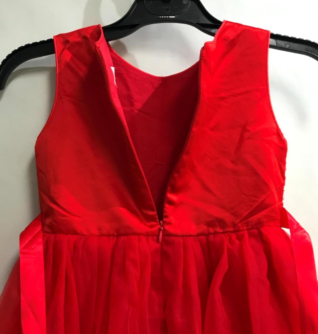 Sunny Fashion Girls Red Dress Sequin Mesh Dress Up Kids Size 7 NEW