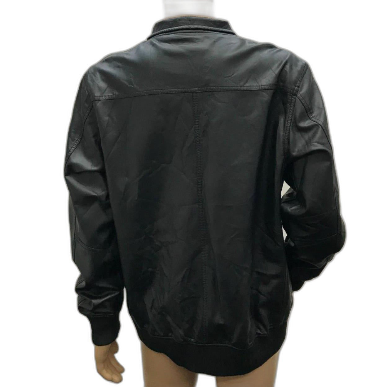 As NEW Black Faux Leather Jacket Polyester Blend Unisex Size Xxl