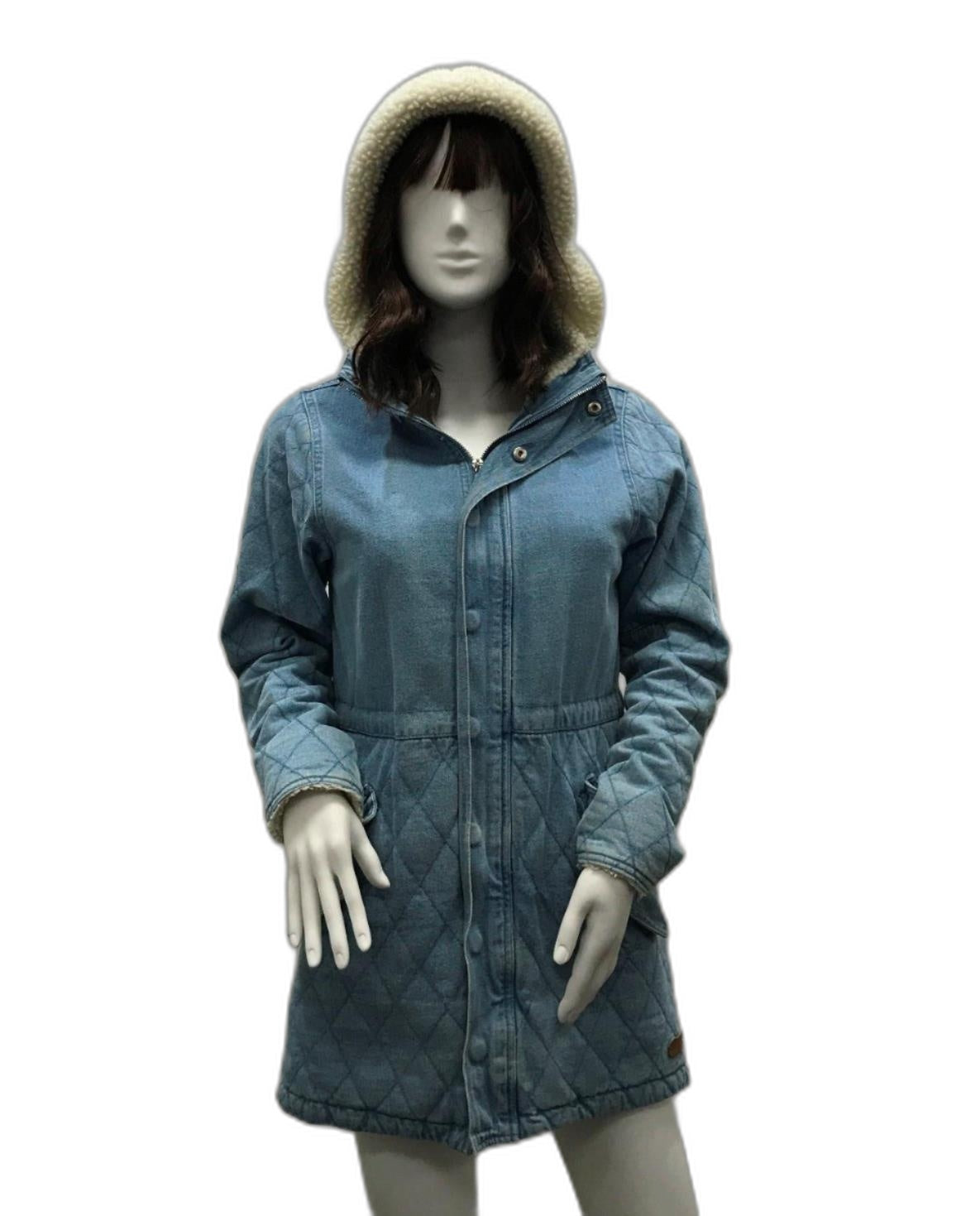 As NEW Ghanda Winter Denim Hooded Jacket Polyester Filling Ladies Sz Xs