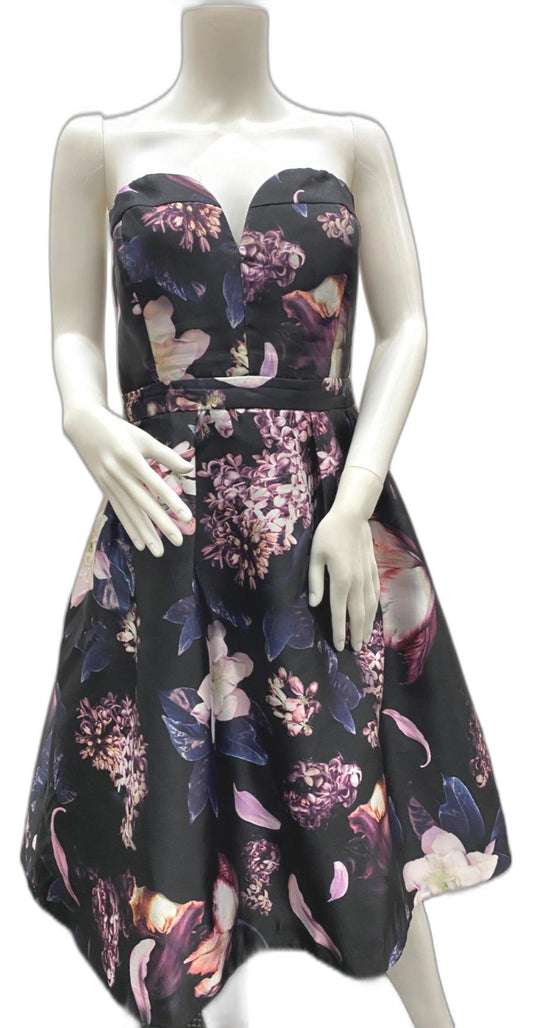 City Chic Black/Purple Print Floral Dress Ladies Size Xs NEW