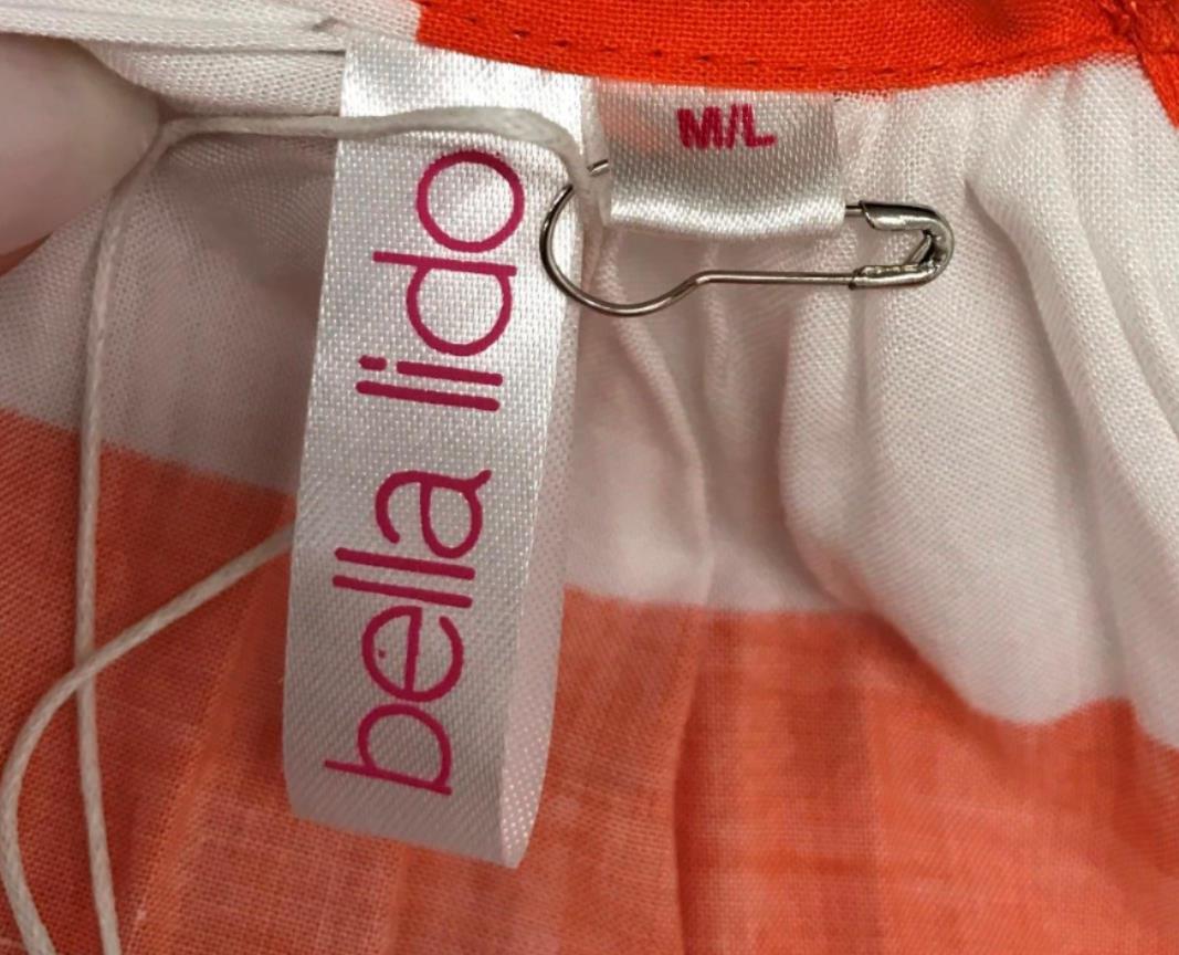 Bella Lido Orange & White Flowy Sundress W/ Belt Ladies Size M/L NEW