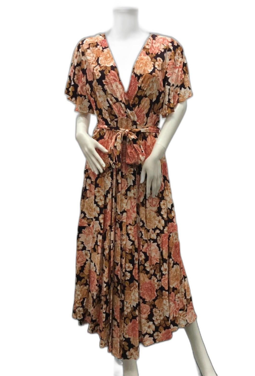 Ebby And I Floral Print Long Maxi Sundress With Belt Ladies Size 12 NEW