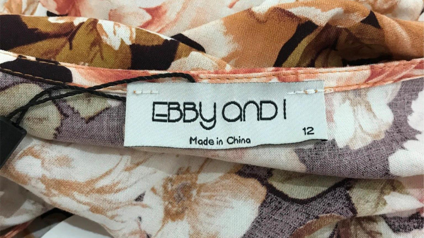 Ebby And I Floral Print Long Maxi Sundress With Belt Ladies Size 12 NEW