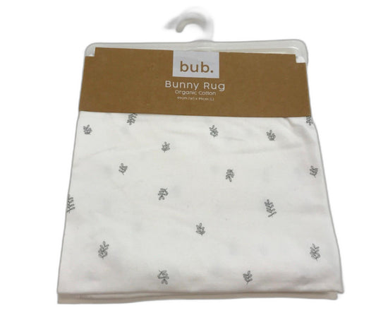 2 Piece Target Bub. White Cotton Bunny Rug Leaves Design 99X99Cm NEW