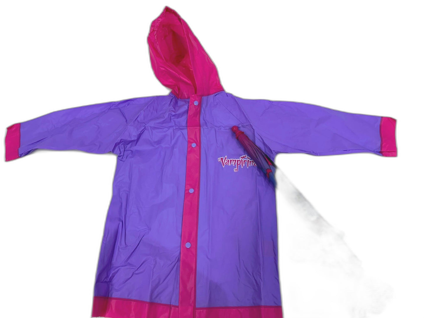 Disney Kids Vampirina Umbrella And Rain Jacket Set Purple/Pink NEW