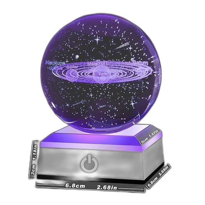 Hochance 3D Solar System Crystal Light, With 6 Light Modes NEW