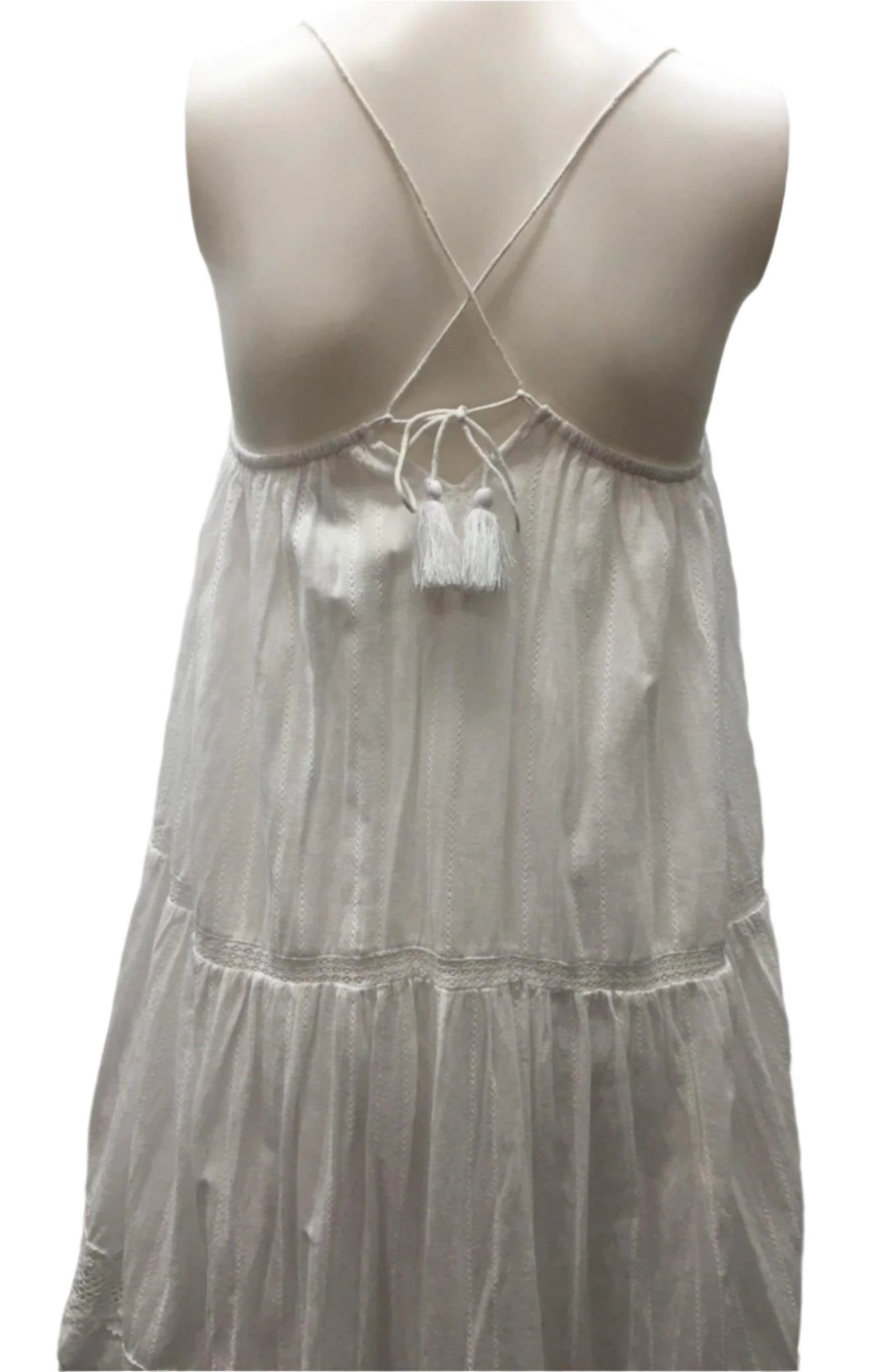 Witchery Lace Spliced Dress Cross At Back Tie Straps Girls Size 14 NEW