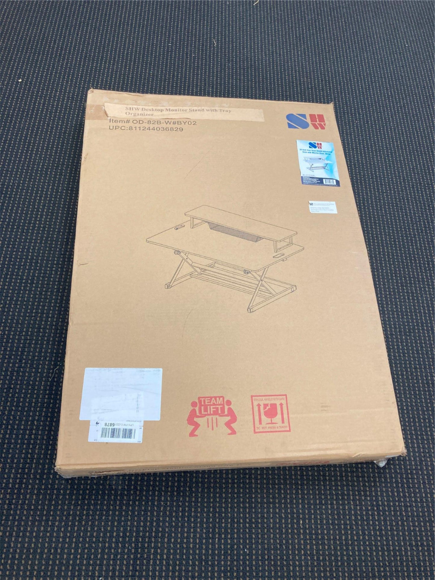 36" Desk Height Adjustable Desk With Monitor Riser White NEW