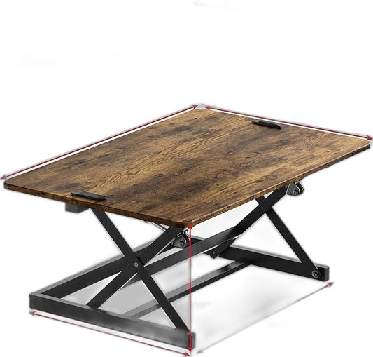 Ex-Display 36" 2 Tier Desk Height Adjustable Monitor Riser Brown