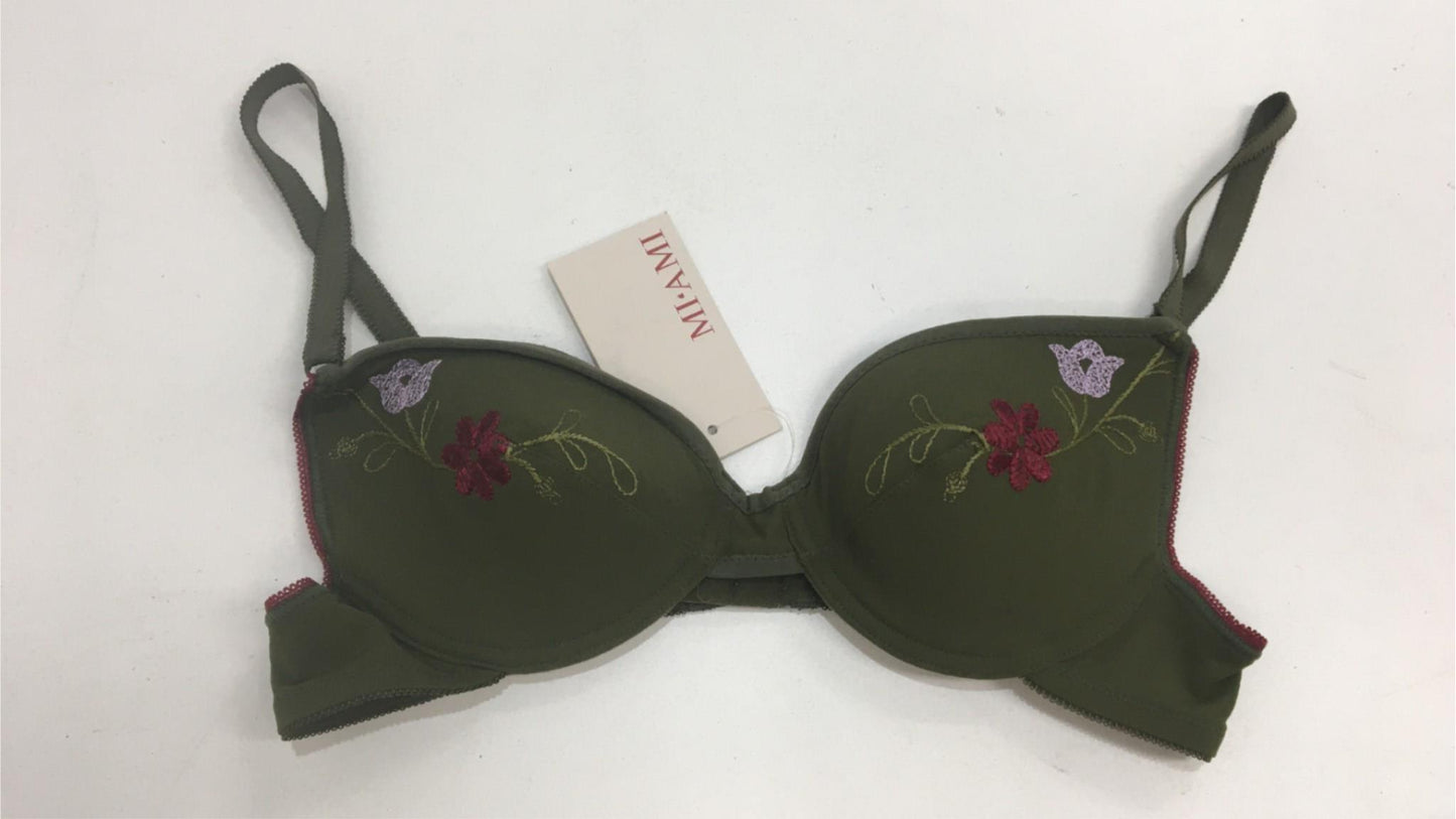 Faber And Mi Ami 3 Piece Bra Set Green Blue And Black Xs/32B NEW