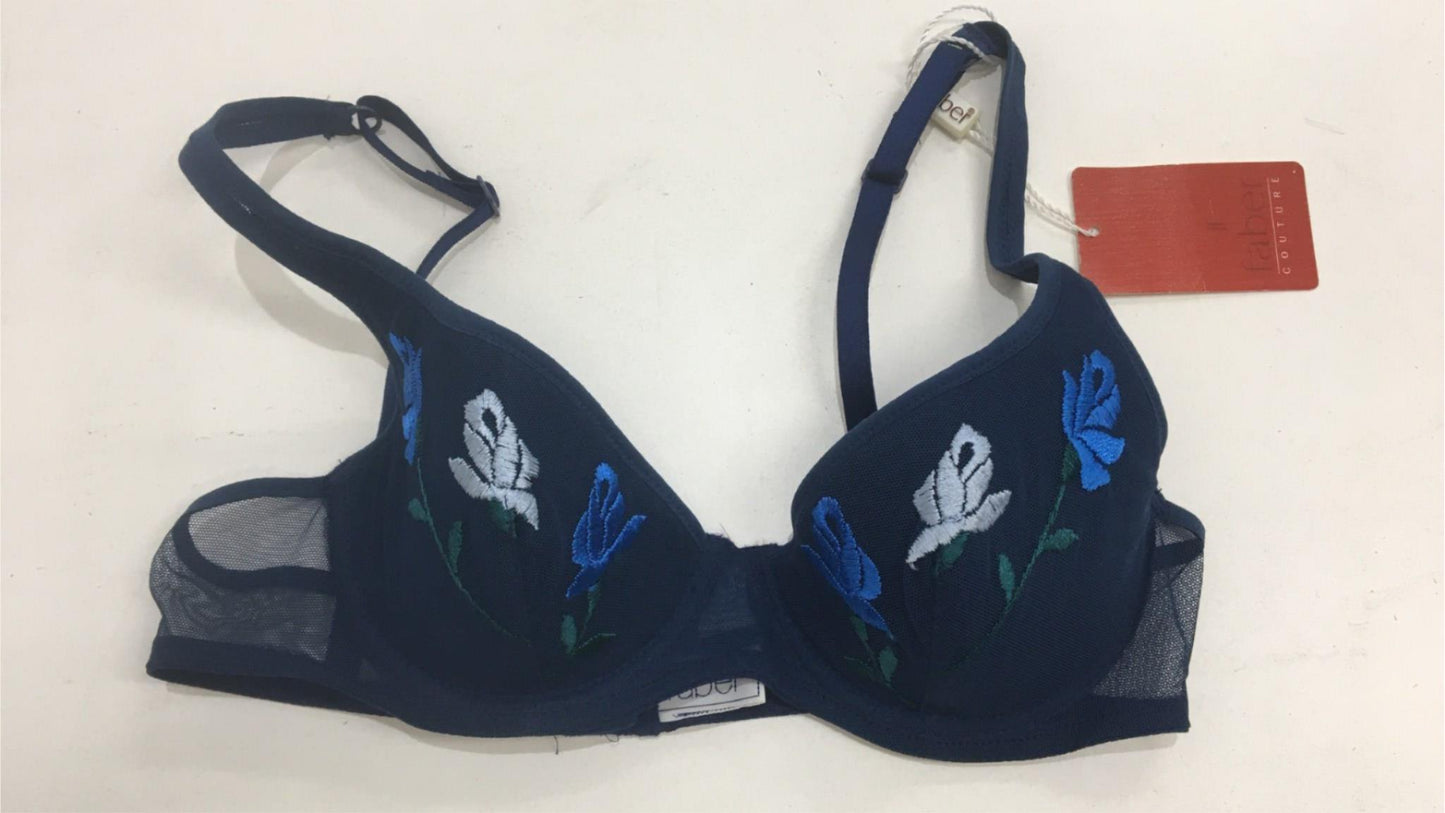 Faber And Mi Ami 3 Piece Bra Set Green Blue And Black Xs/32B NEW