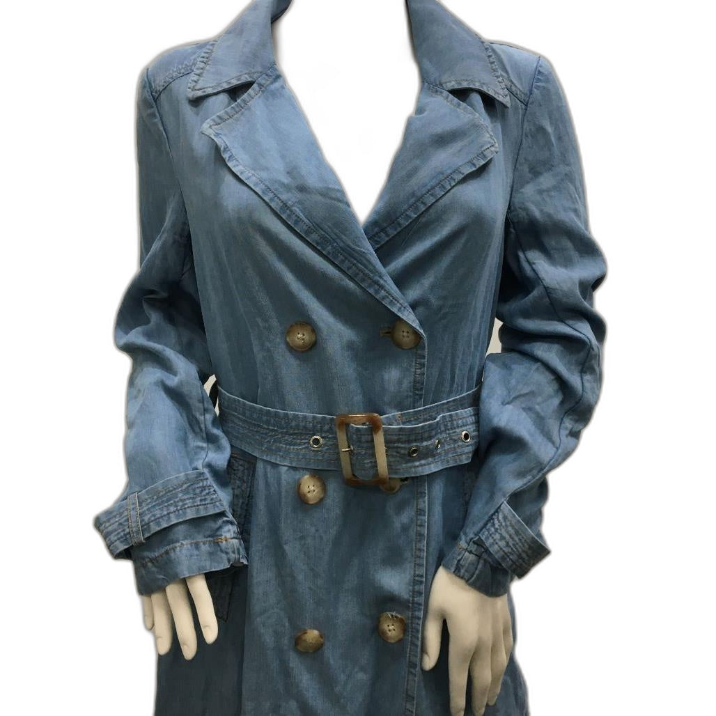 Just Jeans Lightweight Denim Trench Coat With Waist Belt Womens Size 8 NEW