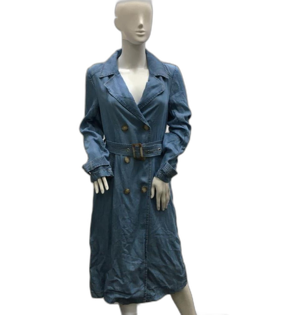 Just Jeans Lightweight Denim Trench Coat With Waist Belt Womens Size 8 NEW