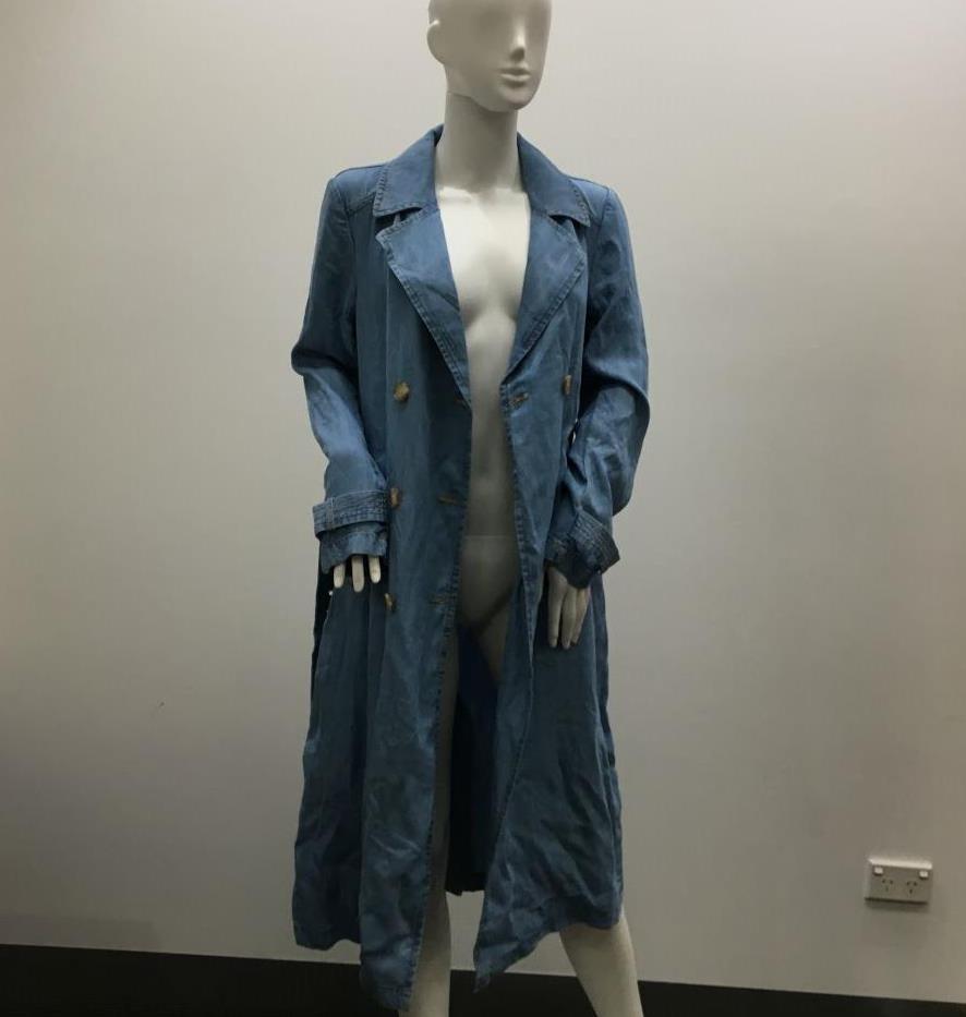 Just Jeans Lightweight Denim Trench Coat With Waist Belt Womens Size 8 NEW