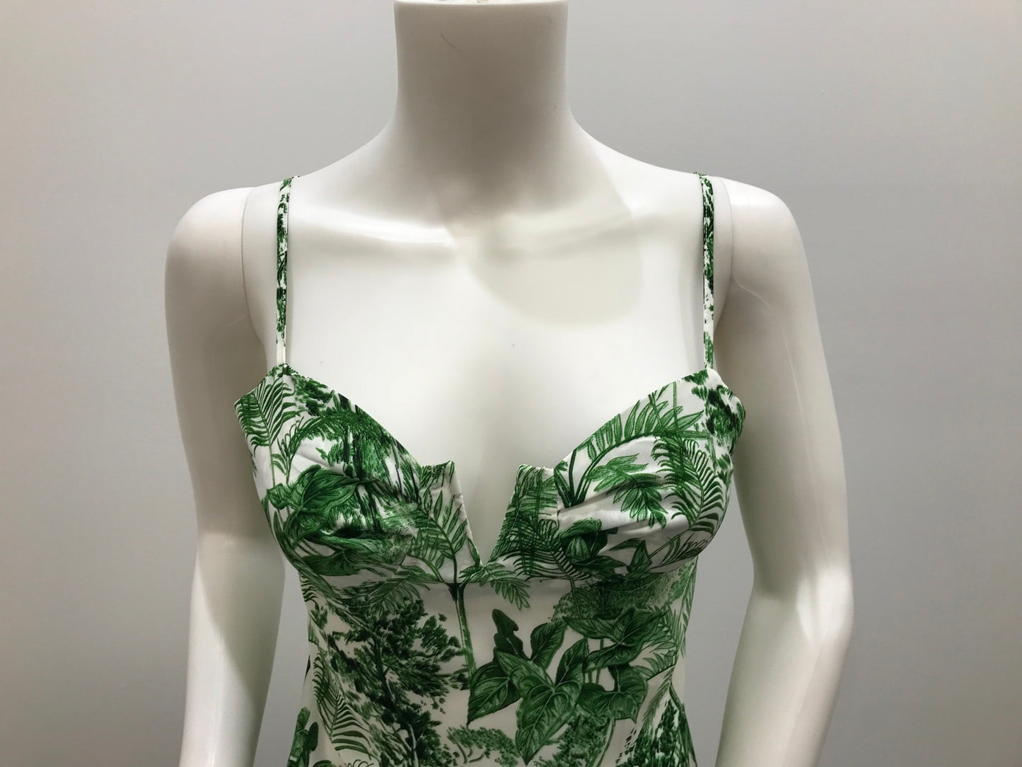 Cider Green & White Leaf Floral Design Midi Dress Ladies Size M NEW