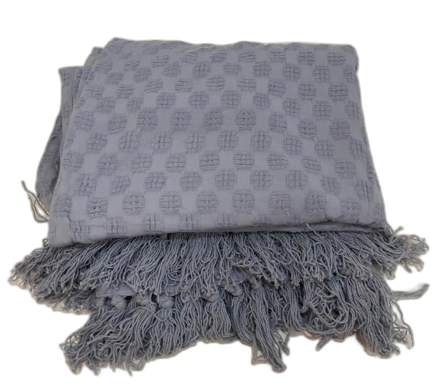 Kirkton House Light Blue Tassel Textured Patterned Throw 1.3M X 1.8M NEW