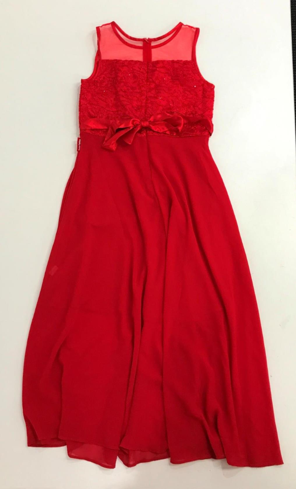 Sunny Fashion Girls Red Embroidery Lace Dress Chiffon Kids Size 12 NEW