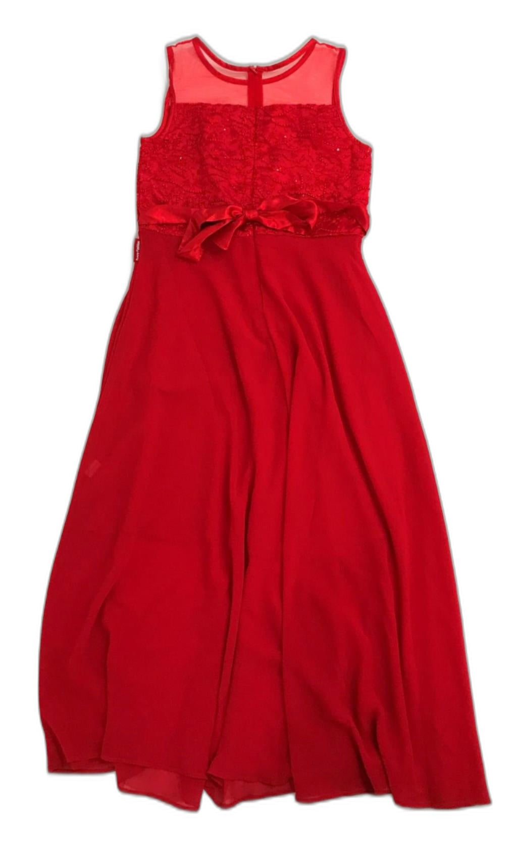 Sunny Fashion Girls Red Embroidery Lace Dress Chiffon Kids Size 7 NEW