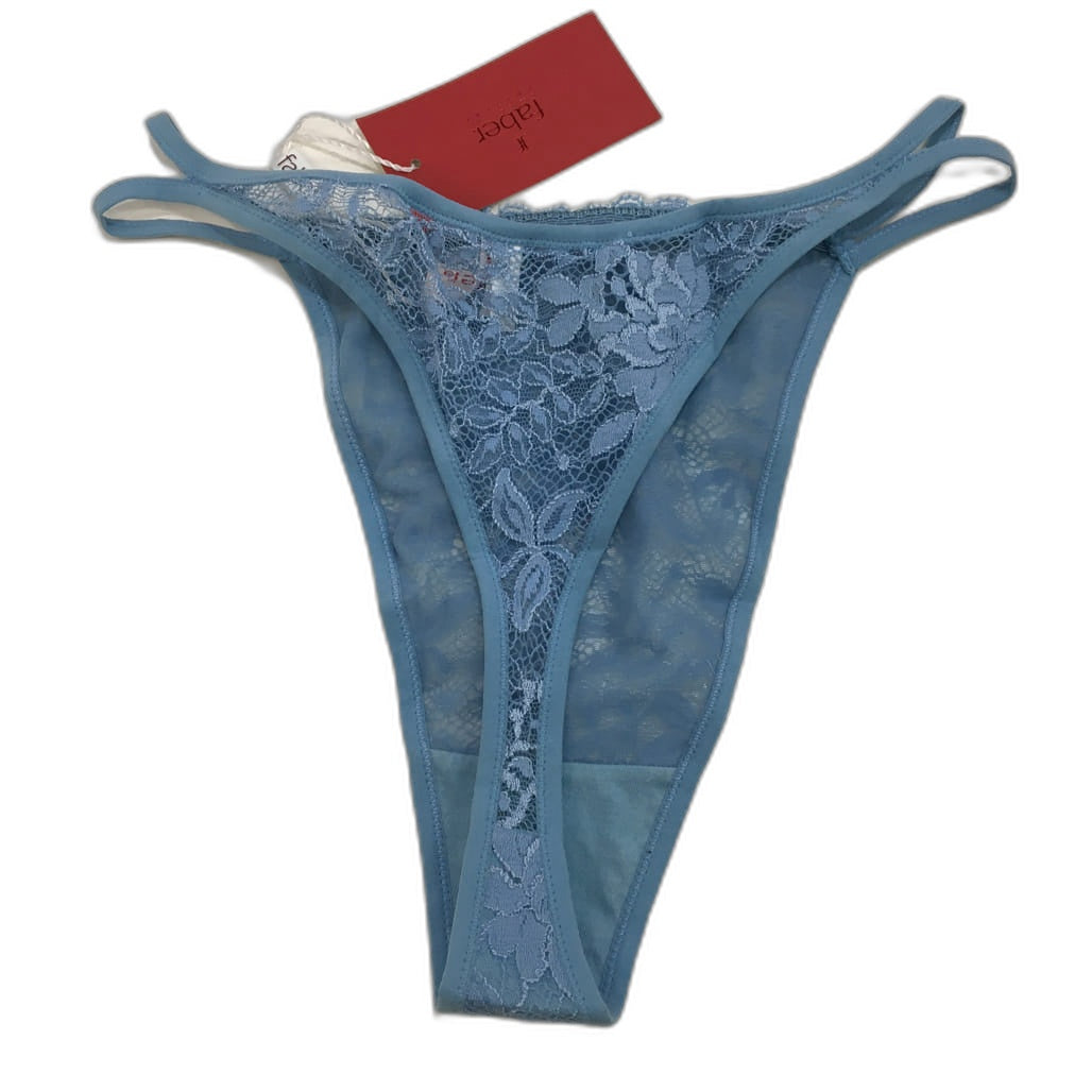 Faber Gloria Lacey Floral Embroidered Blue Thong Underwear Ladies Size 14 NEW