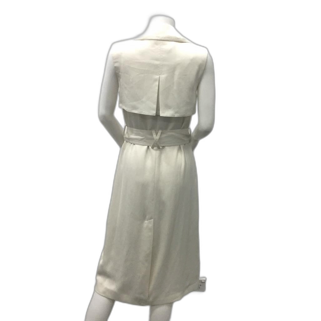 Portman'S Cream Sleeveless Double Breasted Long Trench Coat Women'S Size 6 NEW