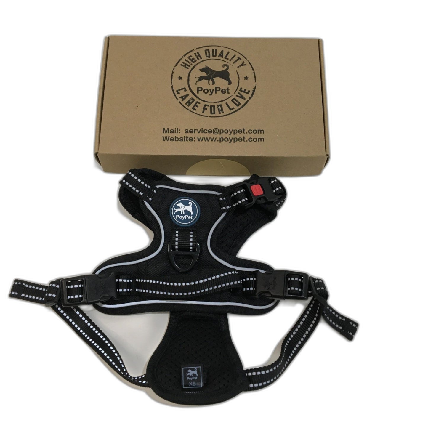 Poy Pet No Pull No Choke Adjustable Dog Harness Reflective Black Extra Small NEW