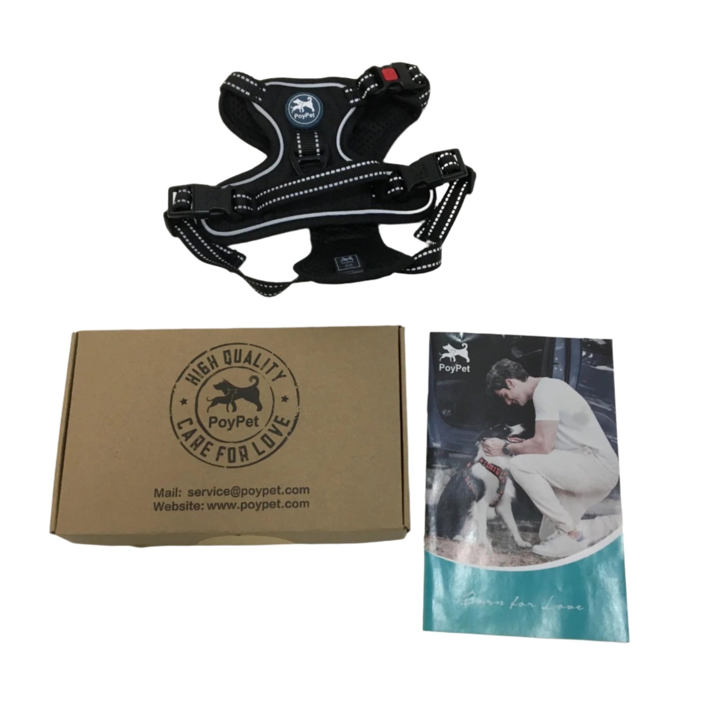 Poy Pet No Pull No Choke Adjustable Dog Harness Reflective Black Extra Small NEW