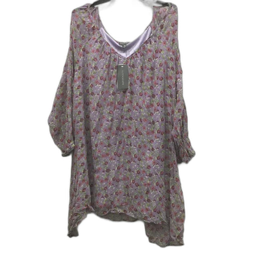 Autograph Lilac Purple Heather Floral Swing Tunic Top Ladies Size 18 NEW