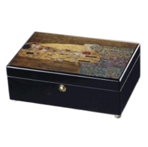 Brand NEW Deva Aust. Wooden 'The Kiss' Lacquer Printed Jewellery Box W/ Mirror