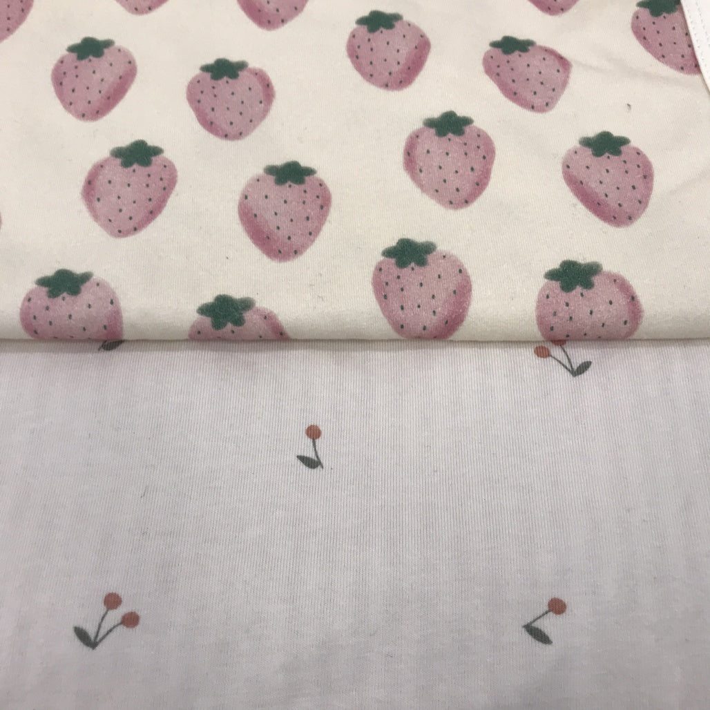 2 Piece Target Bub. Beige Strawberry Design & Pink Cherry Design Bunny Rugs NEW