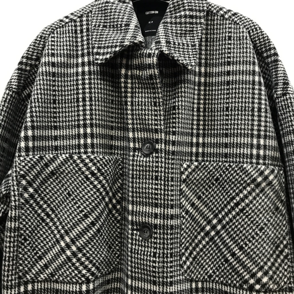 Cotton On Black & White Patterned Button Up Jacket Overcoat Ladies Size S NEW