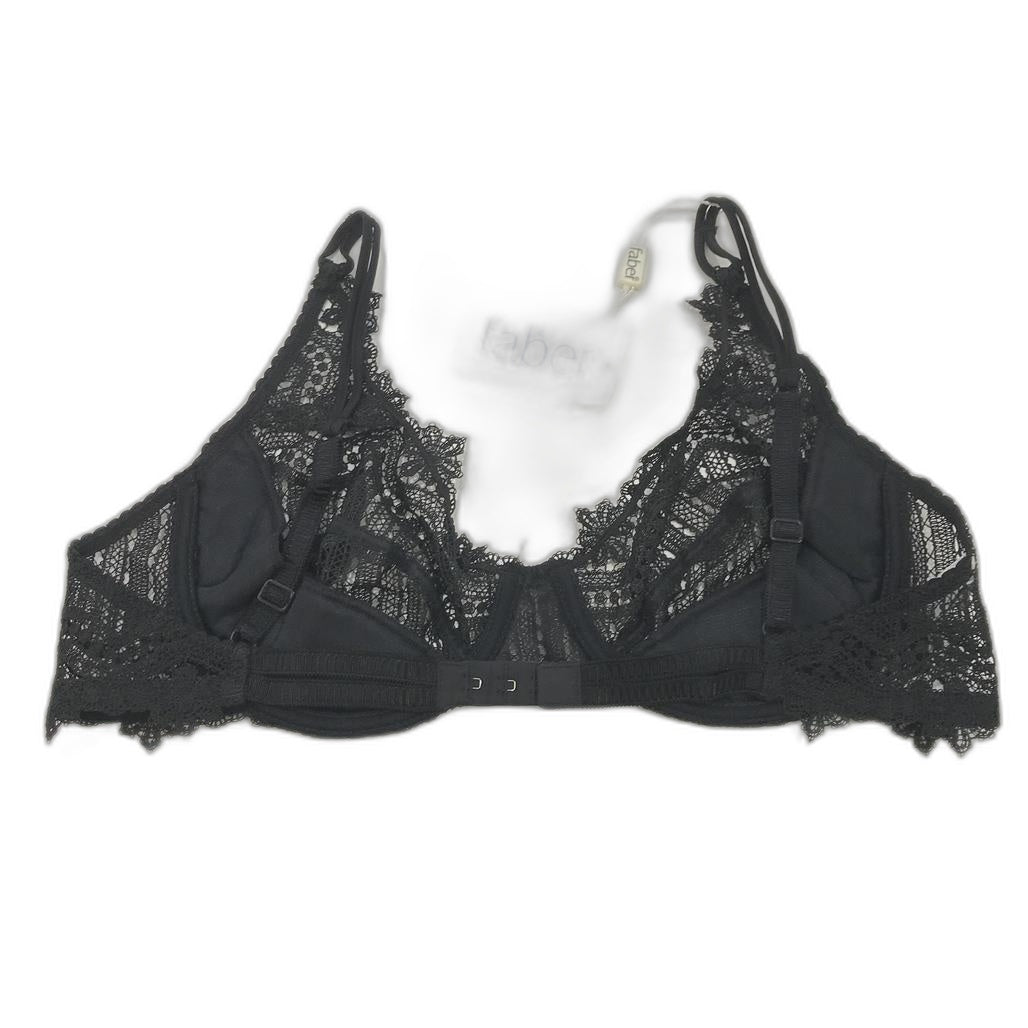 Faber Italian Made Black Floral Lace Embroidered Bra C Cup Ladies Size I3/L NEW