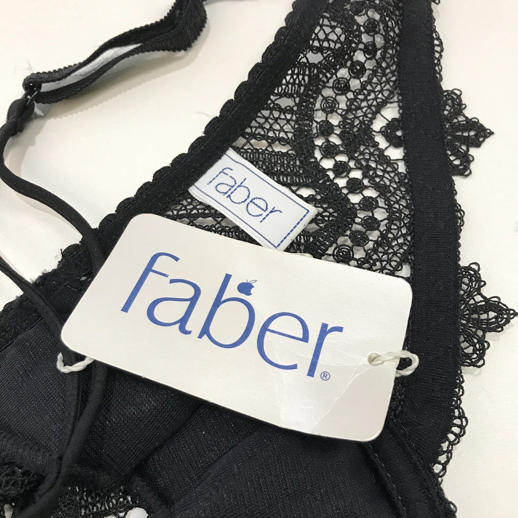 Faber Italian Made Black Floral Lace Embroidered Bra C Cup Ladies Size I3/L NEW