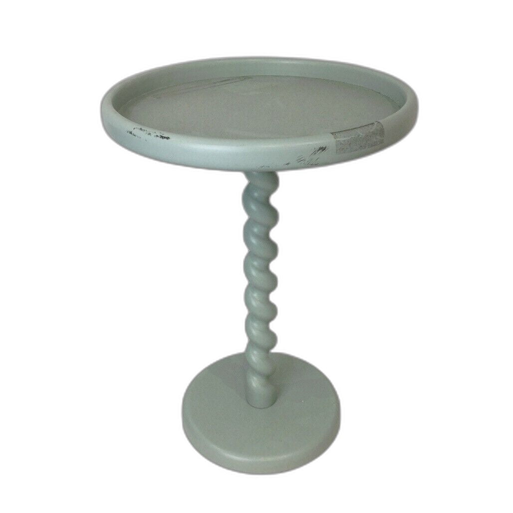 Ex-Display Light Green Round Side Table Spiral Leg 35.5 Cm X 47.5 Cm NEW