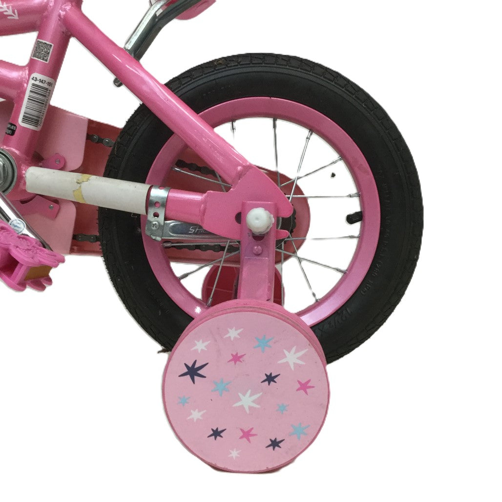 Exdisplay 30Cm Kids Pink Unicorn Bicycle W/ Training Wheels & Doll Carrier NEW