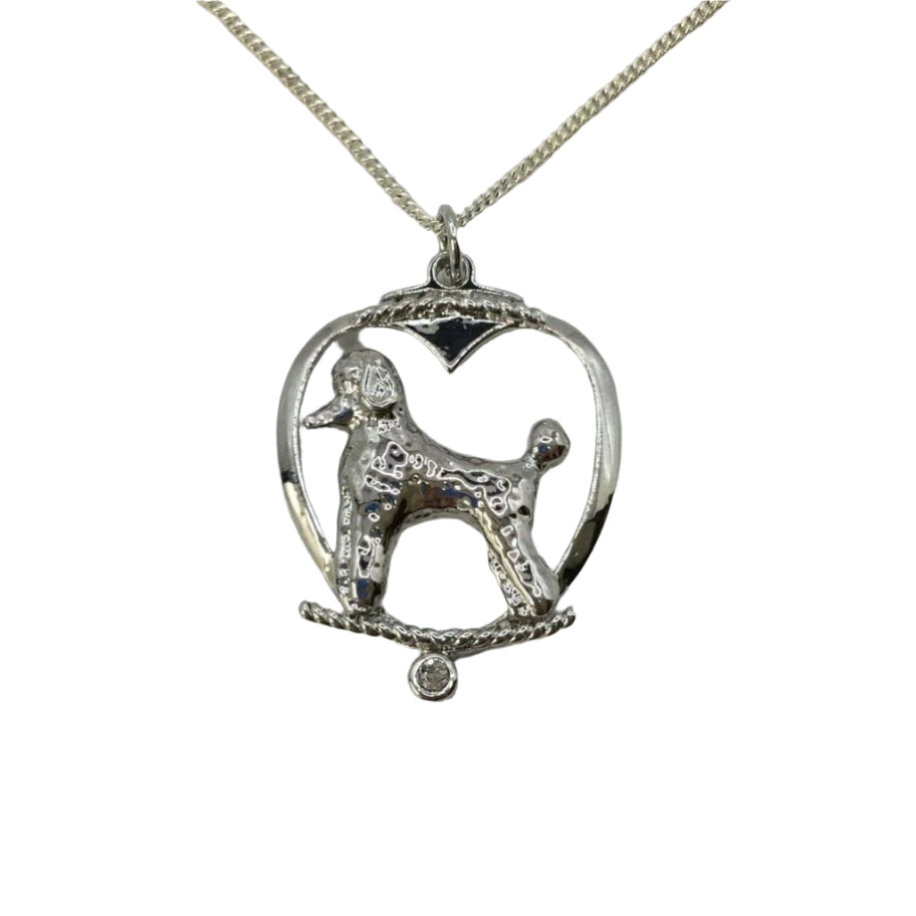 Deva Aust. Jewels Of Nature 18K Rhodium Silver Plate Poodle Cz Pendant NEW