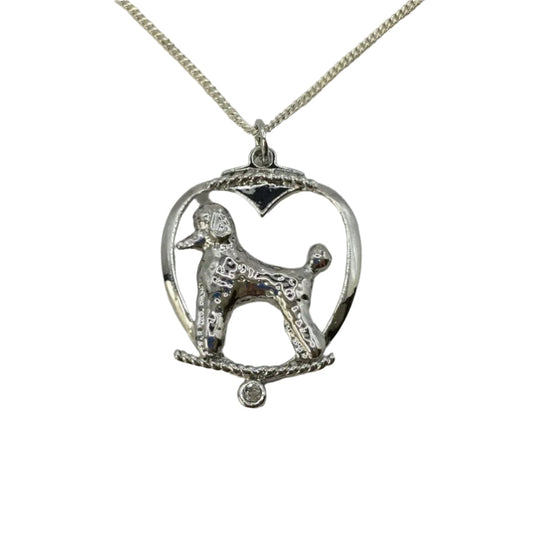 Deva Aust. Jewels Of Nature 18K Rhodium Silver Plate Poodle Cz Pendant NEW