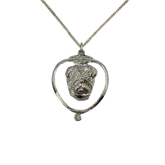 Deva Aust. Jewels Of Nature 18K Rhodium Silver Plate Pug Cz Pendant NEW