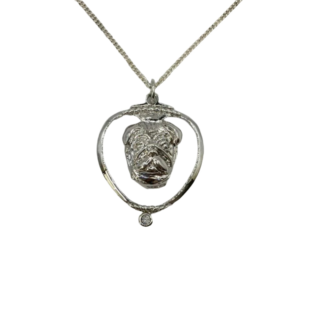 Deva Aust. Jewels Of Nature 18K Rhodium Silver Plate Pug Cz Pendant NEW