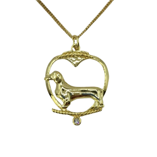 Deva Australia Jewels Of Nature 18K Gold Plated Dachshud Cz Pendant NEW